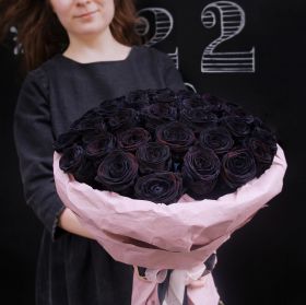 35 натуральных черных роз 70-90 см